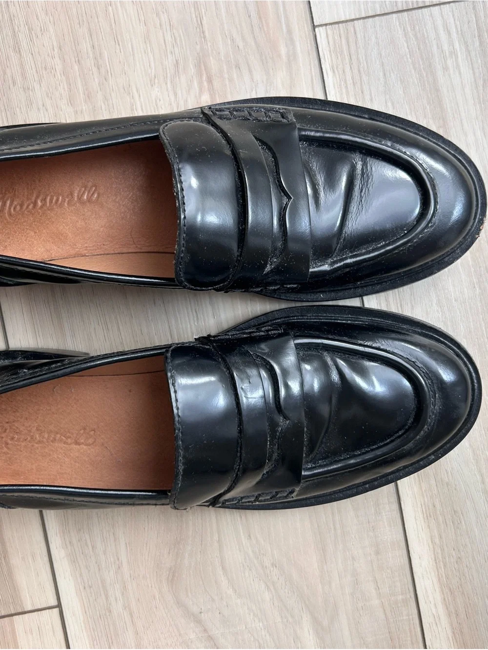 Madewell Black Leather Penny Loafers